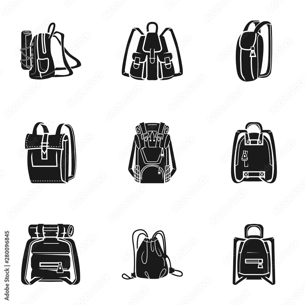 Poster Backpack icon set. Simple set of 9 backpack vector icons for web design isolated on white background