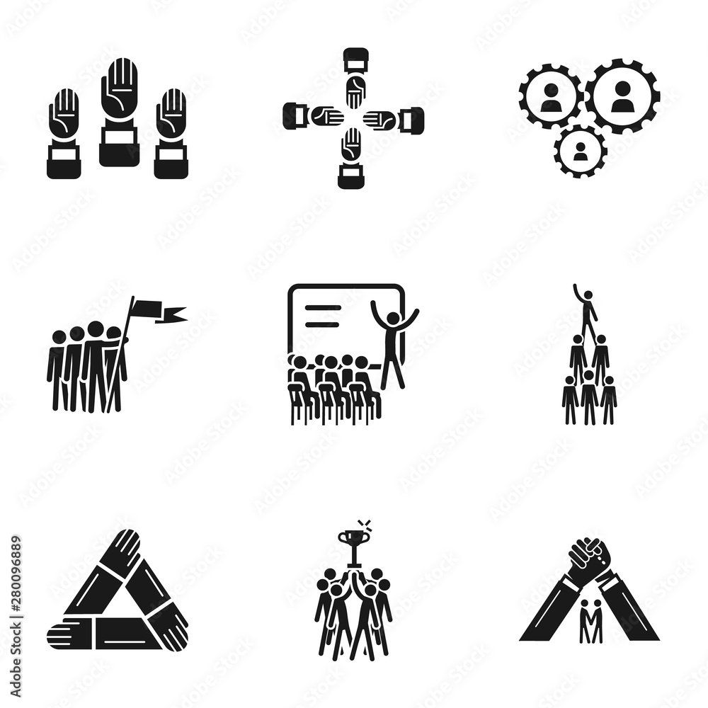Poster teamwork icon set. simple set of 9 teamwork vector icons for web design isolated on white background