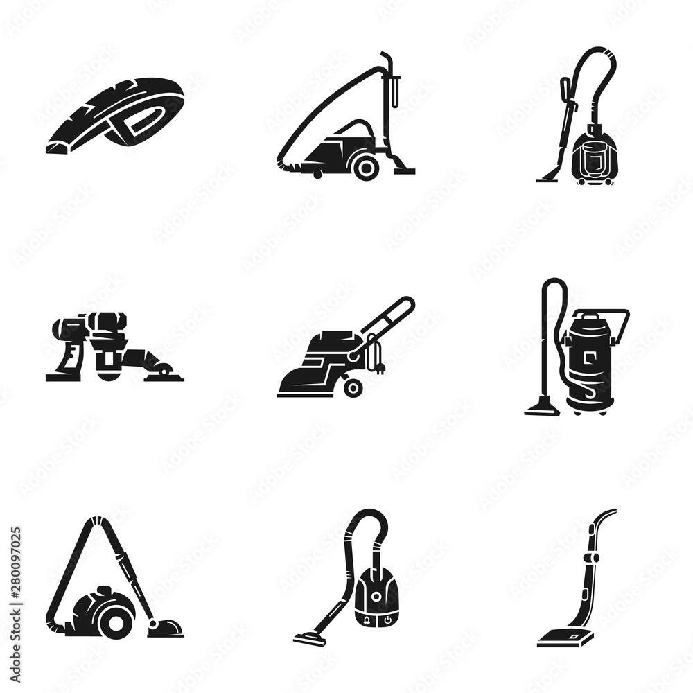 Poster vacuum cleaner icon set. simple set of 9 vacuum cleaner vector icons for web design isolated on whit