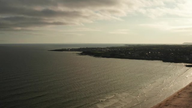 Portstewart sunset coastal aerial view