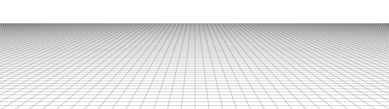 Vector Perspective Grid. Detailed Lines On White Background. Widescreen Illustration.