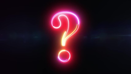 Question mark - shaking outline looping on black background in 4k animation