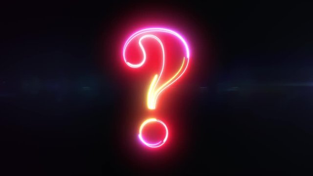 Question mark - shaking outline looping on black background in 4k animation