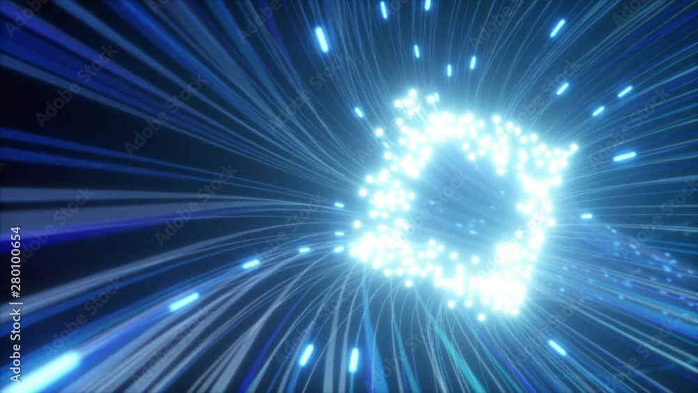 Poster abstract 3d render background of moving of lines for fiber optic network creating technology tunnel.