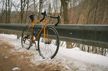 Bike riding in valleys of Moravian Karst during winter months