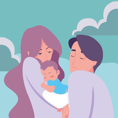 mom and dad carrying her newborn