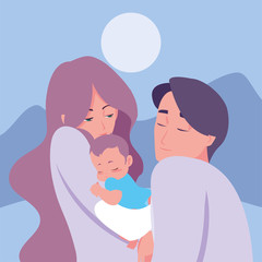 mom and dad carrying her newborn