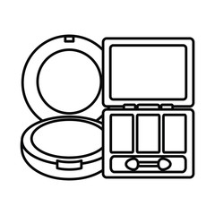 eye shadows with blush and mirror make up drawing