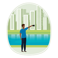 happy young afro man taking a selfie in the field