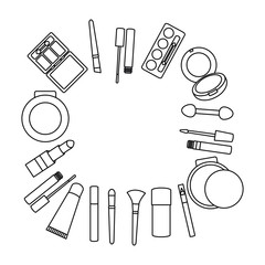 set of make up accessories drawing