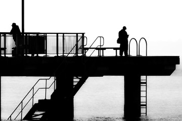 silhouette of a wharf