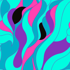 Doodle simple abstract colorful waves with pop and zine elements seamless pattern