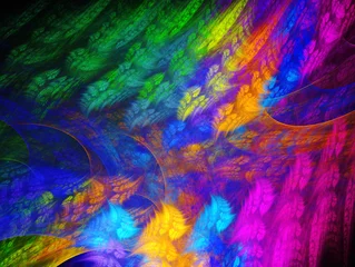 Fotobehang Mix van kleuren regenboog abstracte fractal achtergrond 3D-rendering illustratie