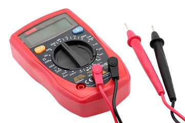 Multimeter for working with electricity on a white background