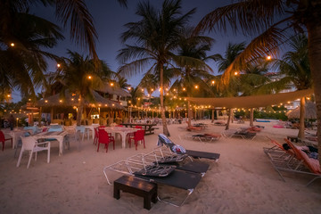 Sunset on a beach on the island of Curacao, in teh caribbean
