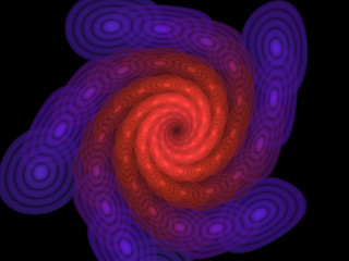 Abstract Purple and Red Spiral Background Image, Illustration - Infinite repeating spiral, color vortex. Recursive symmetrical patterns of colorful warped shapes, abstract twisted geometric patterns