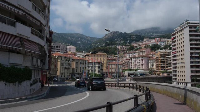Monaco city Monte Carlo town Cars road time-lapse