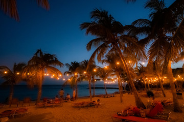 Sunset on a beach on the island of Curacao, in teh caribbean