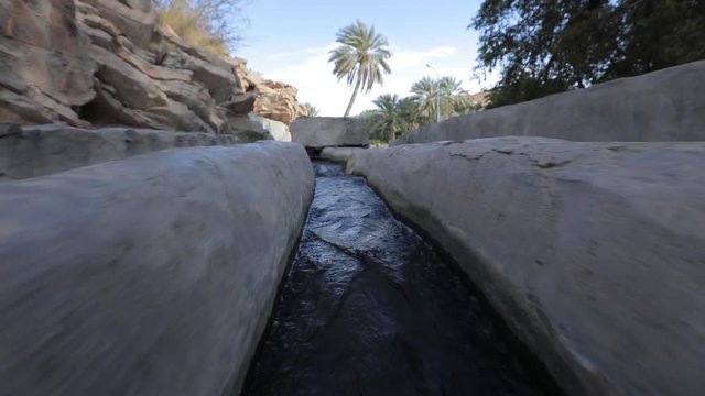 Nizwa, Sultanate of Oman, Middle East. Aflaj Irrigation System in an old omani village, water channels. water supply problems in Central Asia and Africa