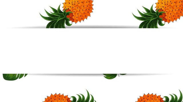 fresh tropical and exotic pineapple with leafs
