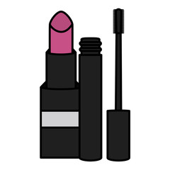 Obraz premium lipstick and eyelash make up drawing icon
