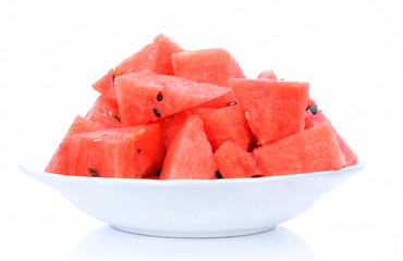 Sliced of watermelon isolated on white background