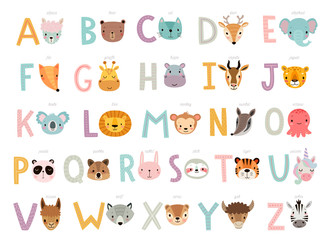 Fototapeta Funny Animals alphabet for kids education. obraz