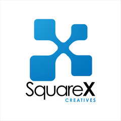 Obraz premium X tech on simple modern square logo design.