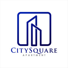 City line on simple modern square logo design.