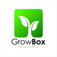 Plant on simple modern square logo design.