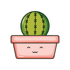 cactu plant in pot kawaii character