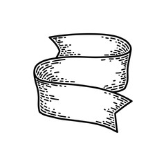 Ribbons isolated on white background. Old vintage style hand drawing engraved. Design element.
