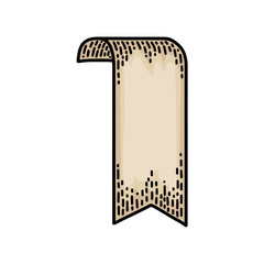 Ribbons isolated on white background. Old vintage style hand drawing engraved. Design element.