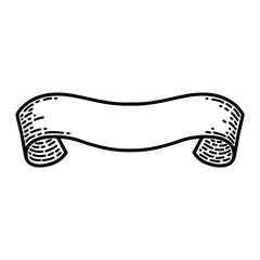 Ribbons isolated on white background. Old vintage style hand drawing engraved. Design element.