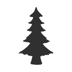 Vintage modern monochrome black conifer silhouette. Design element on white background isolated. Vector illustration.
