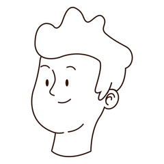 Teenager man smiling face cartoon in black and white