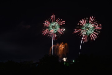 Fototapeta na wymiar Fireworks competition in Omagari city, Japan