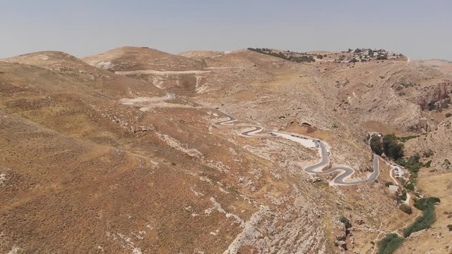 Judean desert near the city of Jerusalem. View from the drone.