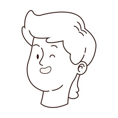 Fototapeta premium Teenager man smiling face cartoon in black and white
