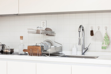 kitchen, dishes to wash in the morning.