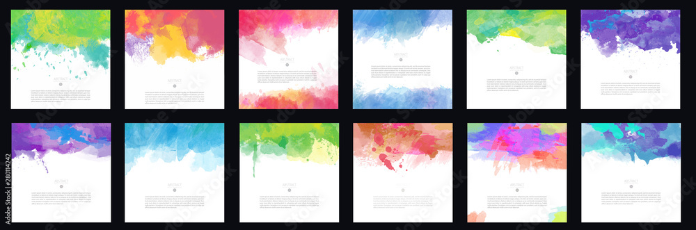 Canvas Prints big set of bright colorful vector watercolor brush background design elements