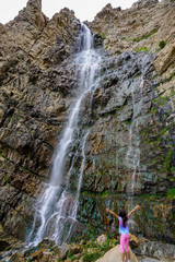 Closeup of Waterfall Canyon near Ogden, Utah during summer time