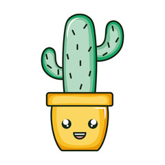 cactu plant in pot kawaii character