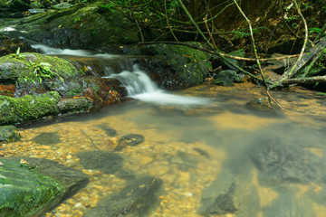 A beautiful waterfall and stream in rainy season inThailand.