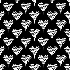 Seamless Modern grunge heart hand drawn set, great design for any purposes. Hand drawn doodle grunge heart set. Modern vector design. Seamless vector tile pattern. Doodle illustration