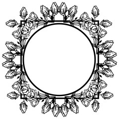 Decorative of card with leaf floral frame silhouettes. Vector