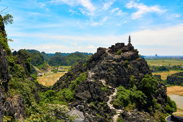 Fototapeta na wymiar View from Mua Cave mountain in Ninh Binh Tam Coc