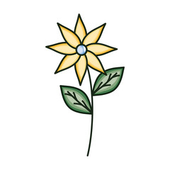 beautiful flower with leafs decorative icon