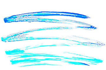 Beautiful abstract brushstrokes with colorful gouache paint on white paper for backgrounds 