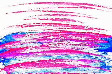Beautiful abstract brushstrokes with colorful gouache paint on white paper for backgrounds 